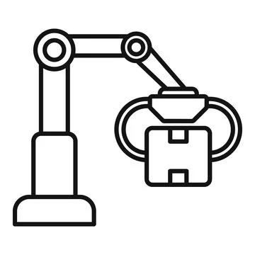 Robotic arm lifting parcel in warehouse automation process Stock Illustration
