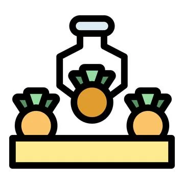 Robotic arm lifting pineapple fruit on automated production line Stock Illustration