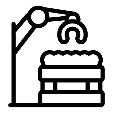 Robotic arm loading hay bale onto stack in smart farm Stock Illustration