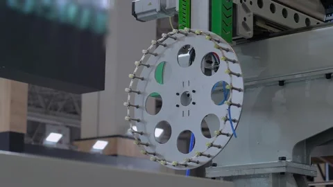 Robotic arm manipulator with suction cups moves plastic spoons: close up Stock Footage 337060312