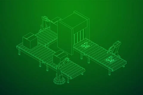 Robotic arm manufacture technology industry assembly mechanic hand Stock Illustration