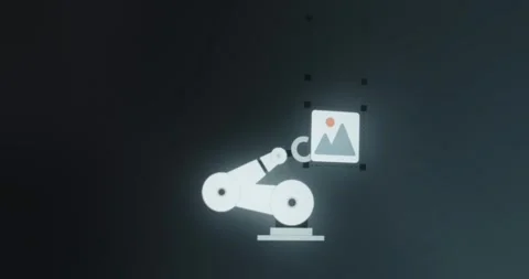 Robotic arm moving a digital image icon Stock Footage 313557933