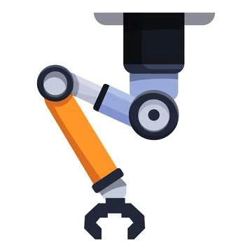 Robotic arm moving down with open claw gripper Stock Illustration