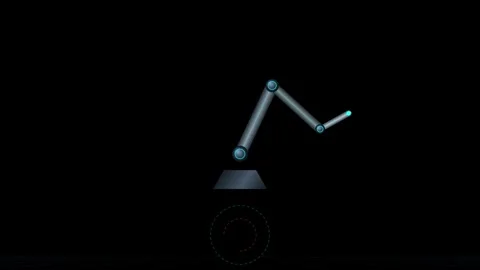 Robotic arm moving drawing geometric shapes on dark background for futurist.. 스톡 동영상 345984147