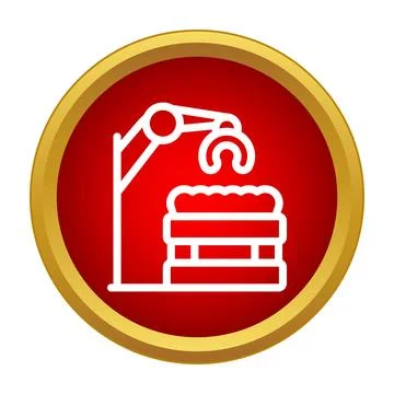 Robotic arm moving materials in automated industrial process 库存插图