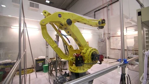 Robotic arm at NASA's Marshall Space Flight Center Composites facility Stock-Footage 93533955