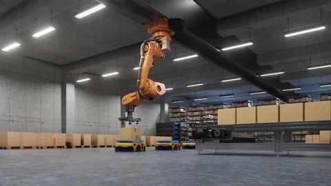 Robotic arm for packing with producing and maintaining logistics systems usin 動画素材 203934719