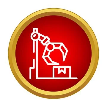 Robotic arm picking box automated industrial process icon Stock Illustration