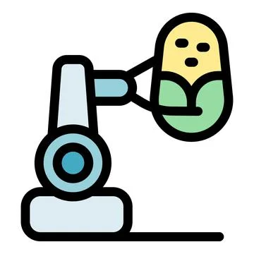 Robotic arm picking corn cob in automated farming process Illustrazione stock