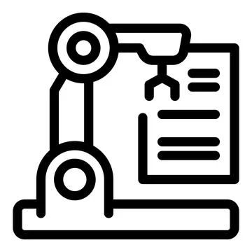 Robotic arm picking up document icon representing automation Illustrazione stock