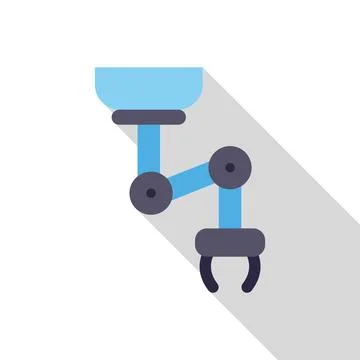 Robotic arm picking up object with claw and long shadow イラスト素材