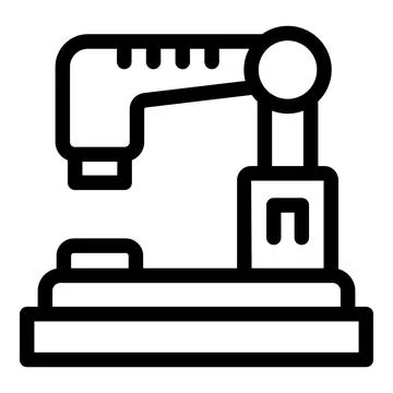 Robotic arm picking up object in factory automation process Illustrazione stock
