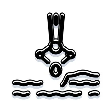 Robotic arm picking object production process icon Stockillustratie