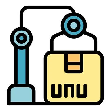 Robotic arm picking up parcel in warehouse storage Stock Illustration