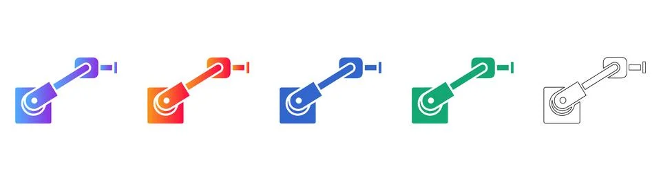 Robotic Arm Pivot Vector Icon Set Stock Illustration