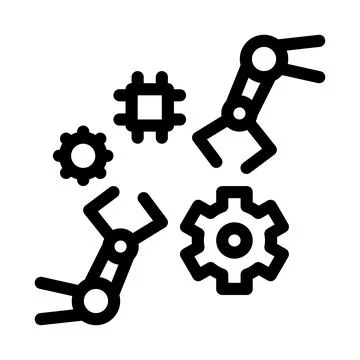 Robotic arm process of machine learning line icon vector illustration Stock Illustration