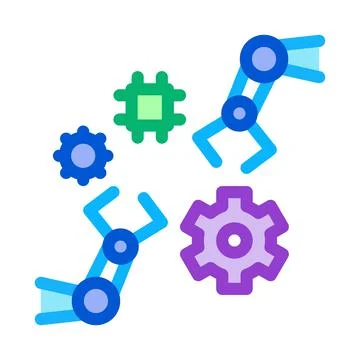 Robotic arm process of machine learning color icon vector illustration Stock Illustration