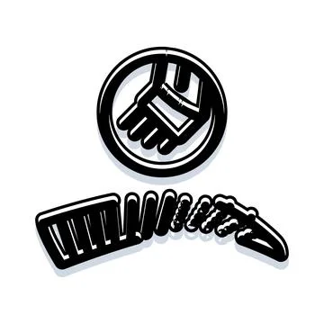 Robotic arm reaching for object in futuristic icon set Stock Illustration