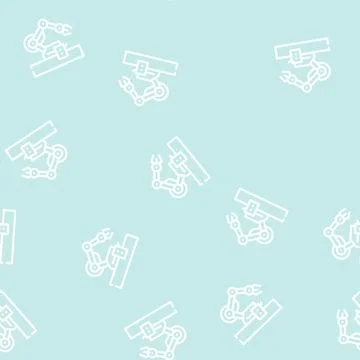 Robotic arm robot line vector seamless pattern Stock Illustration