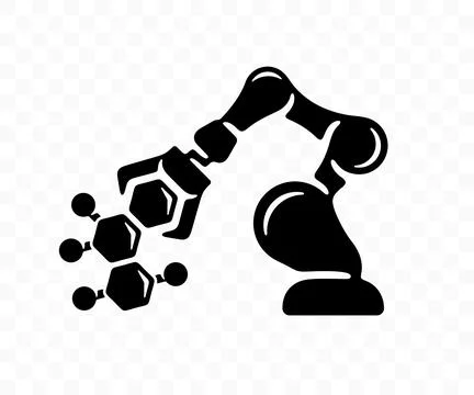 Robotic arm, robot manipulator, molecular and chemical structure Stock Illustration