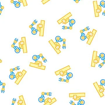 Robotic arm robot vector seamless pattern Stock Illustration