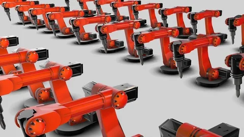 Robotic arm rotation loop on a White background Stock Footage 121098189