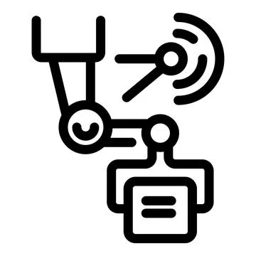 Robotic arm scanning document with sensor, automation technology icon Stock Illustration