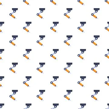 Robotic arm seamless pattern industrial automation technology Stock Illustration