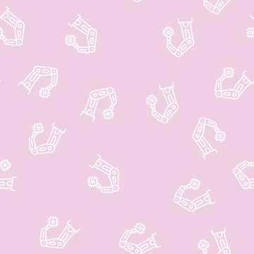 Robotic arm semiconductor manufacturing line seamless pattern イラスト素材