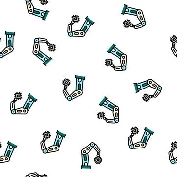 Robotic arm semiconductor manufacturing vector seamless pattern Stock Illustration