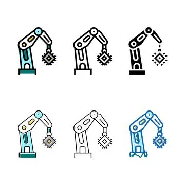 Robotic arm semiconductor series manufacturing color icon vector 스톡 일러스트