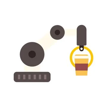 Robotic arm serving coffee automating beverage delivery Illustrazione stock