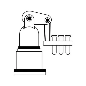 Robotic arm with test tubes icon, flat design Stock Illustration