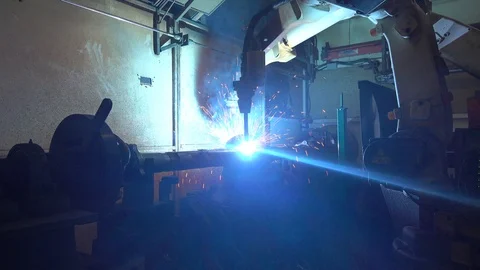 Robotic Arm Welding Machine Technology for manufacturing automotive industrial  Видео 108857321