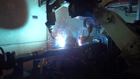 Robotic Arm Welding Machine Technology for manufacturing automotive industrial Видео 114755273