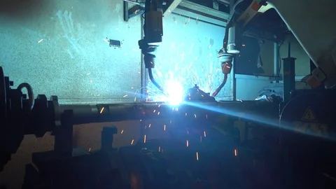 Robotic Arm Welding Machine Technology Stock Footage 122747788
