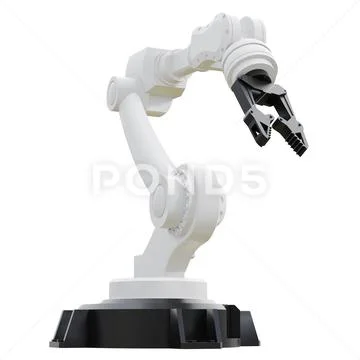 Robotic arm on white background. 3d rendering Stock Illustration