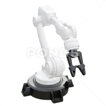 Robotic arm on white background. 3d rendering Stock Illustration