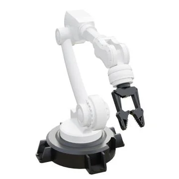 Robotic arm on white background. 3d rendering Stock Illustration