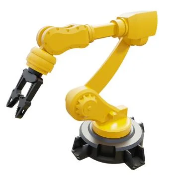 Robotic arm on white background. 3d rendering Illustrazione stock