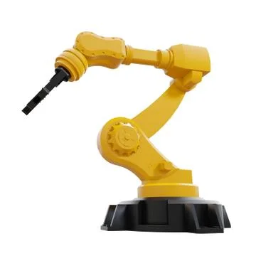 Robotic arm on white background. 3d rendering Illustrazione stock