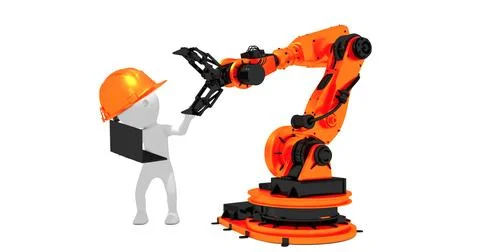 Robotic arm on white background. 3D rendering 库存插图