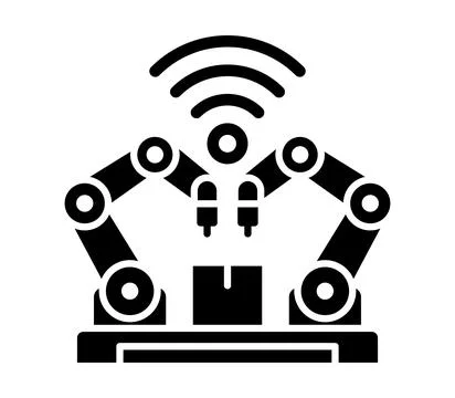 Robotic Arm with Wireless Connectivity and Smart Technology for Automation Ilustração Stock