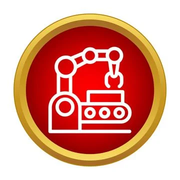 Robotic arm working on conveyor belt automation icon Stock Illustration