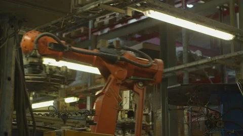 Robotic arm working with details in smart warehouse Stock Footage 153471061