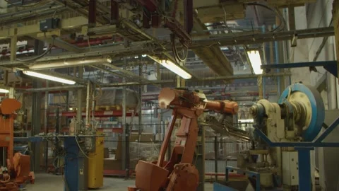 Robotic arm working with details in smart warehouse Stock Footage 153471148