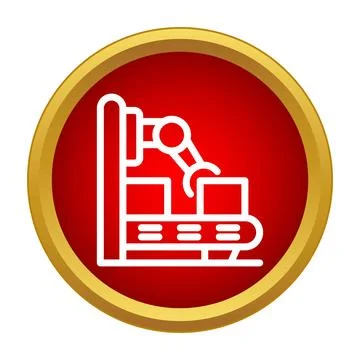 Robotic arm working on production conveyor belt in factory Stock Illustration