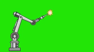 Robotic arm works or robot hand at work. Spark and welding version 2 Video stock 86036297