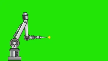Robotic arm works or robot hand at work. Spark and welding version 1 Video stock 86036320