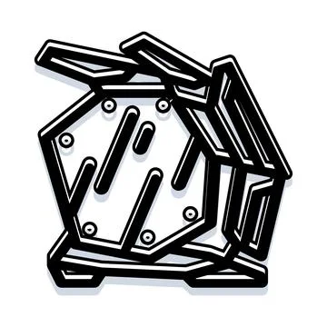 Robotic armor shield design creating abstract emblem Stock Illustration
